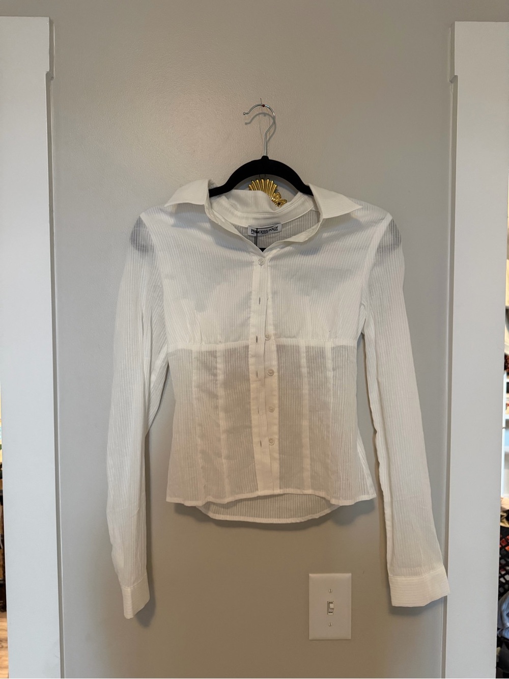 Princess Polly Varney Shirt - Semi-Sheer Button-Up Blouse